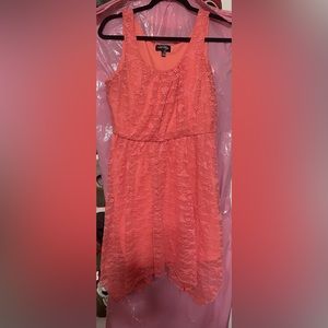 Hot Coral Pink Lace Dress